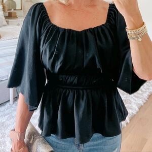 Peplum Top with Bell Sleeves